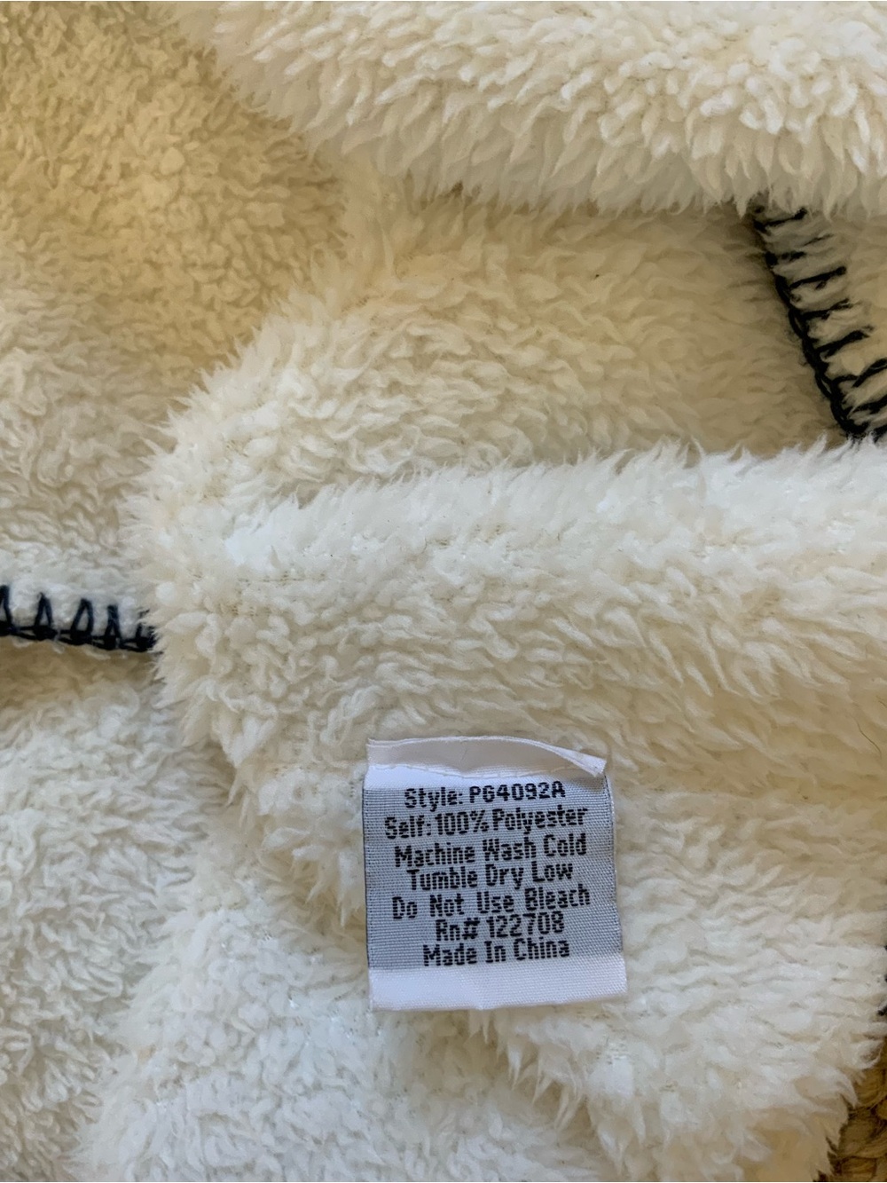 Johnny Was for Pete & Reta Soft Cream Sherpa Sweater with Black Stitching - Picture 5 of 7